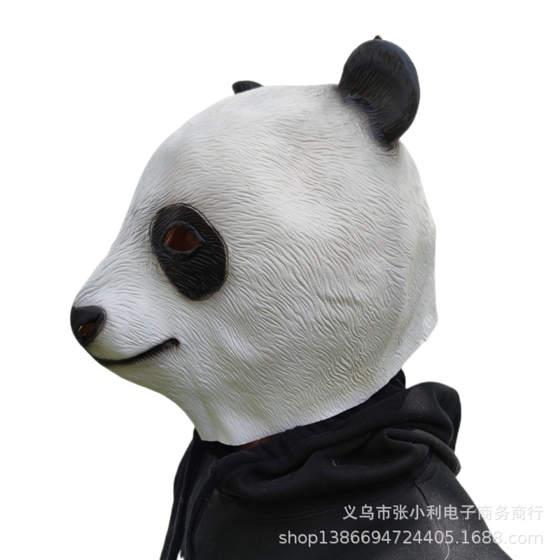 Máscara de panda de látex, disfraz divertido para Halloween, fiestas o actuaciones en directo