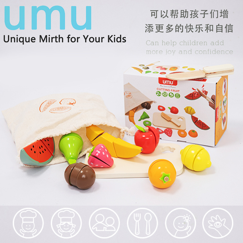 UMU Youmu Jiajia serie de juguetes de madera simulados al por mayor cubiertos de cocina bolsas de maquillaje bolsas de corte