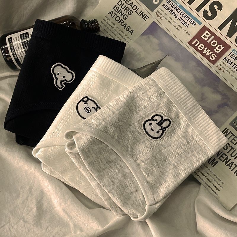 内裤女纯棉透气学生中腰可爱卡通女生100%全棉裆少女三角裤头