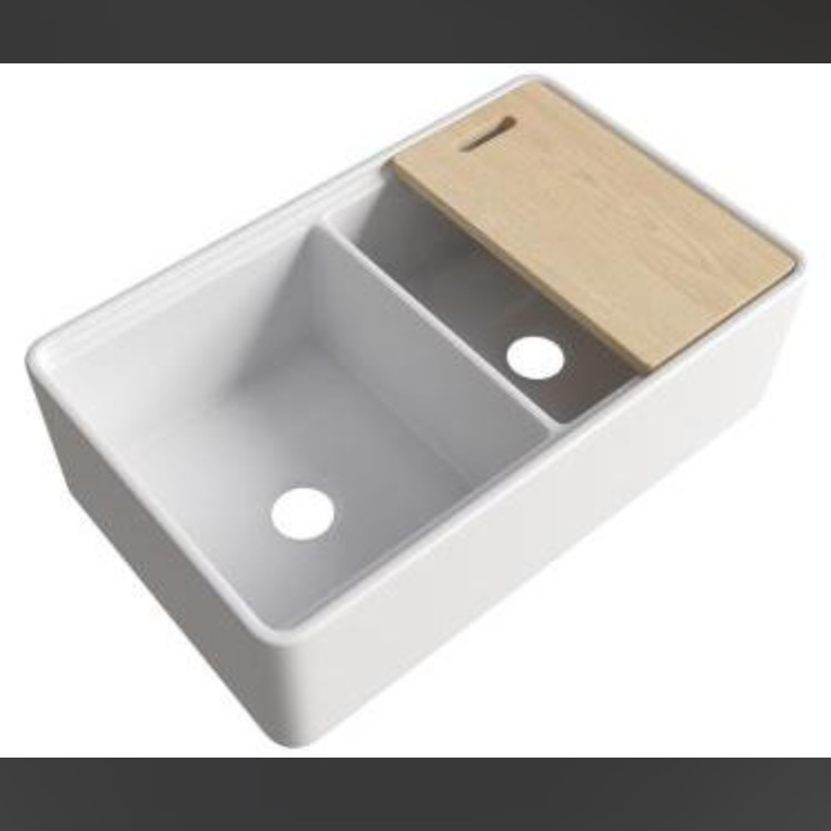 Cocina americana retro fregadero de cerámica de tierra refractaria grande fregadero de un solo tanque blanco versión frontal lavabo empotrado fregadero