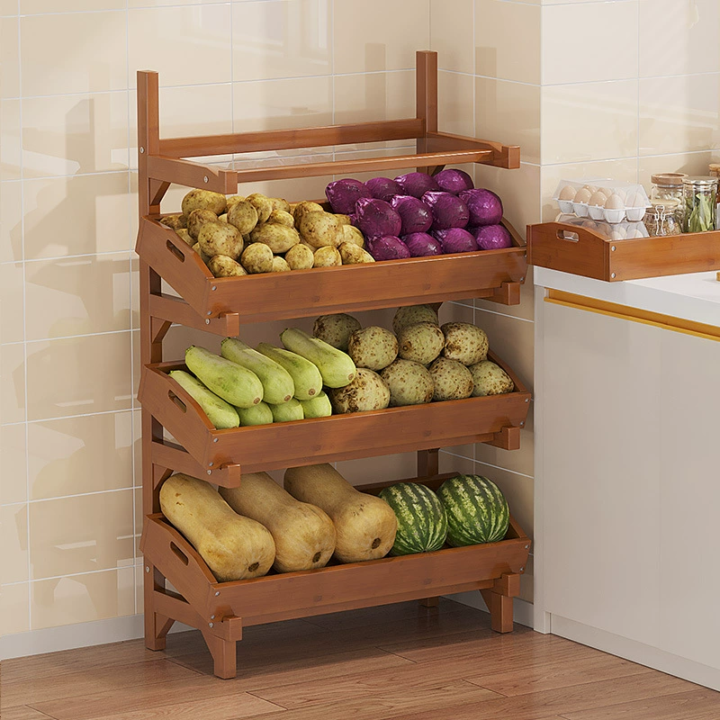 Напольная многослойная стеллаж для хранения кухонная полка для овощей и фруктов Мобильная стеллаж для хранения стеллаж для овощей Бытовая корзина для овощей корзина для хранения