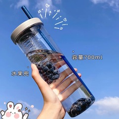 Xiaohongshu High-Endurance Style Large Capacity Water Cup with Foldable Straw for Instagram Students Portable On-the-Go Juice Cup