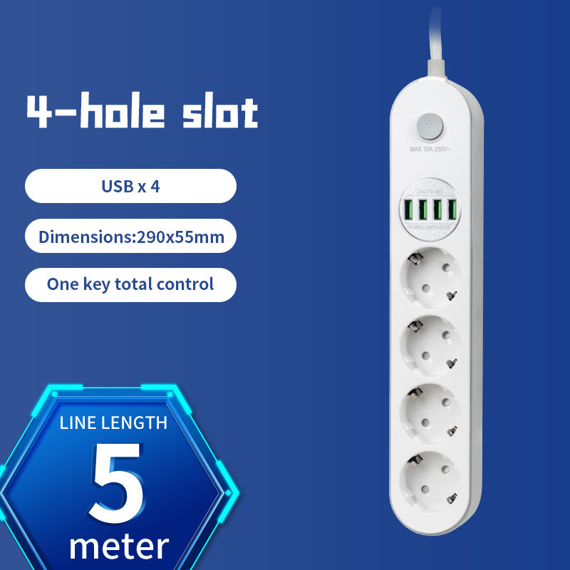 Euro con cable enchufe USB multi-orificio bit enchufe tablero de enchufe doméstico intercambio universal internacional enchufe transfronterizo al por mayor