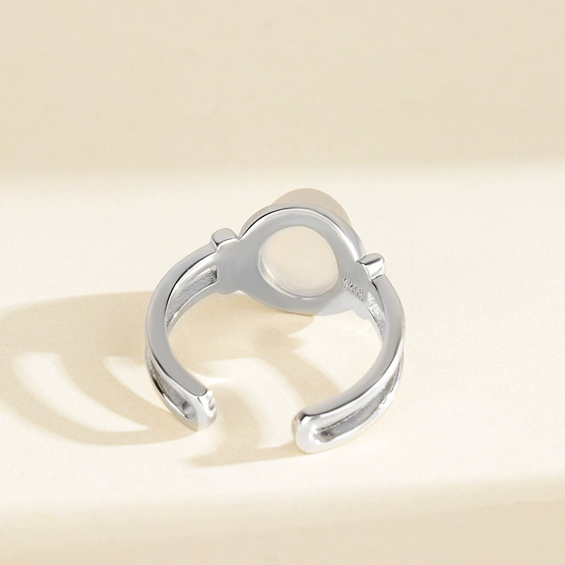 Small design ring white jade, silver 925 sample, trend of season, internet celebrity