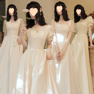 High-End Bridesmaid Dress Long New Style Sister Group Host Dress Women's Dress Winter Wedding Bridesmaid Dress Summer
