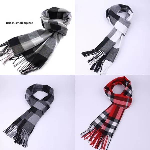 Autumn and Winter New Men's Scarf Young Men's Student Scarf Warm Korean Style British Plaid All-match Trendy Men's Scarf