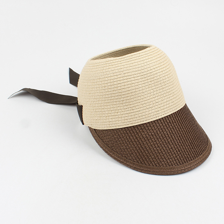 Fashion Contrast Color Bow Empty Top Straw Hat display picture 9