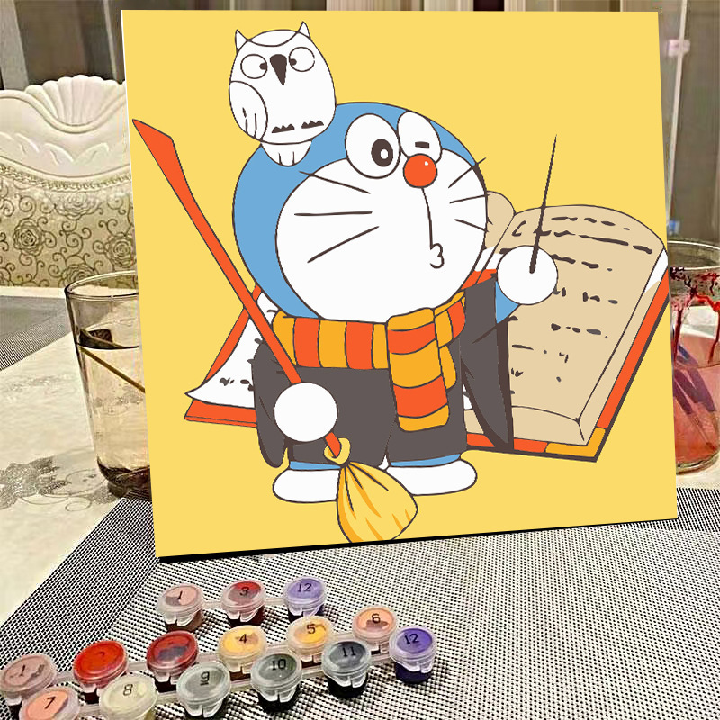 デジタル油絵diyの塗り絵の子供は漫画のアニメを埋めて色を塗ります。|undefined