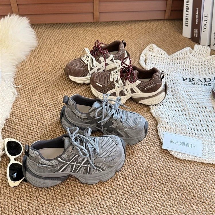 2025夏季新款老爹鞋女ins潮鞋子女鞋百搭复古拼色厚底增高运动鞋|undefined
