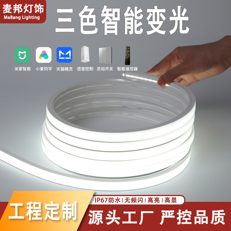 Dimmable Smart Three-Color Flexible Silicone Light Strip Led Low-Voltage 24V Line Light Bendable Living Room Ceiling Light Strip Dimmable Smart Three-Color Flexible Silicone Light Strip Led Low-Voltage 24V Line Light Bendable Living Room Ceiling Light Strip