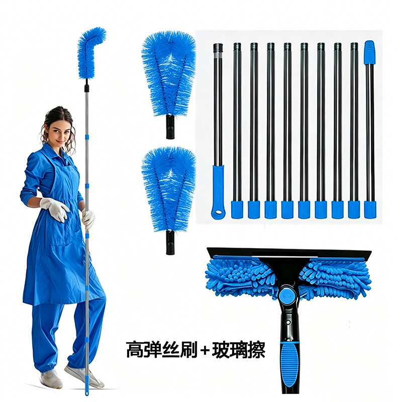 Cross-Border Window Cleaning Glass Wiper Stainless Steel Extension Eaves Brush Cleaning Brush Double-Sided High-Rise Glass Dust Scraper Brush Cross-Border Window Cleaning Glass Wiper Stainless Steel Extension Eaves Brush Cleaning Brush Double-Sided High-Rise Glass Dust Scraper Brush