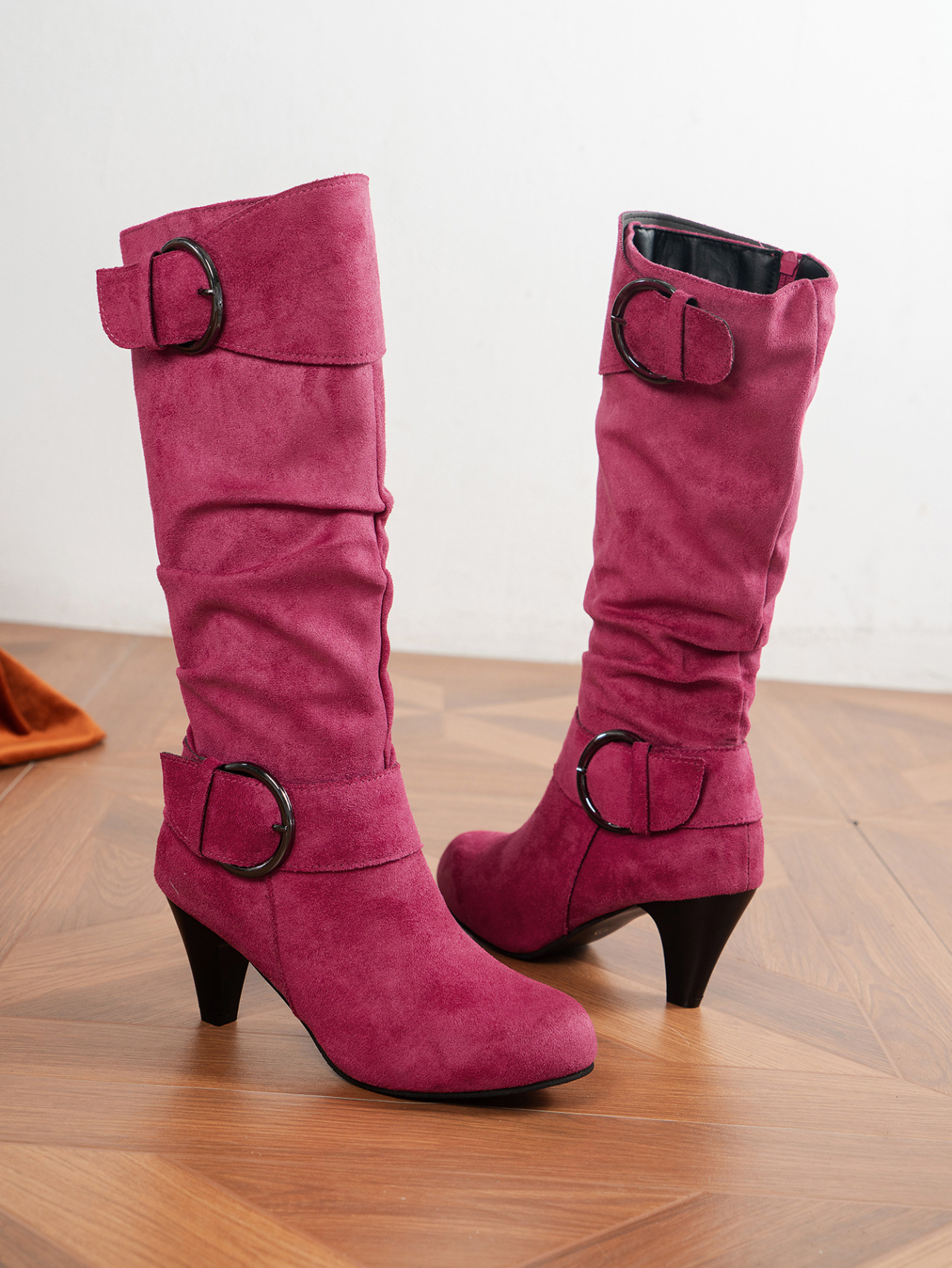 Damen Overknee Stiefel Mit Blockabsatz Und Schnallen Design_voghion.com
