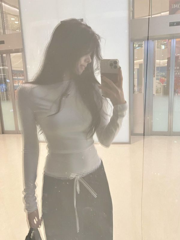 美式辣妹运动白色长袖T恤女夏季2025新款十字架正肩显瘦修身上衣|undefined