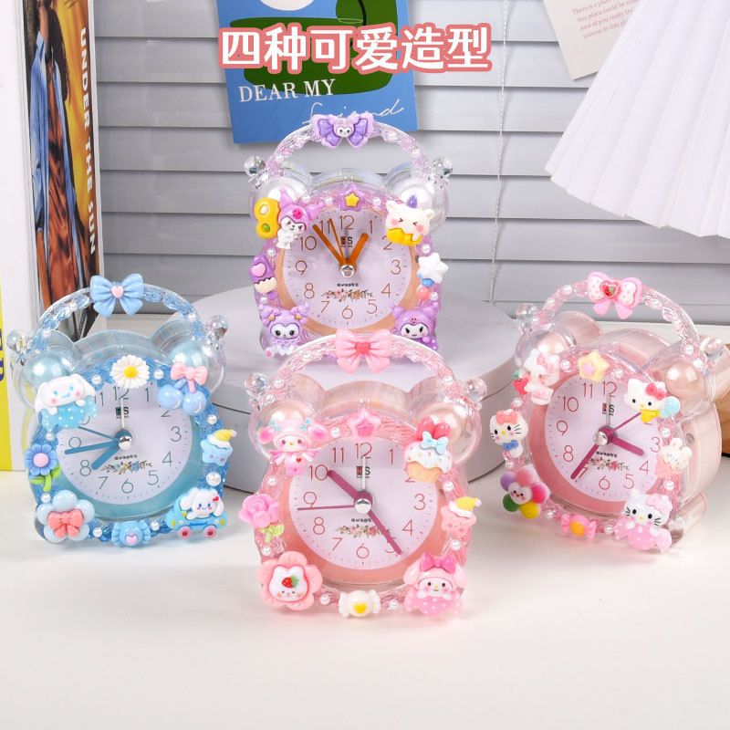 子供の自作水晶目覚まし時計手作りDIY材料バッグクリームゴムins風学生かわいい時計アイデア置物|undefined