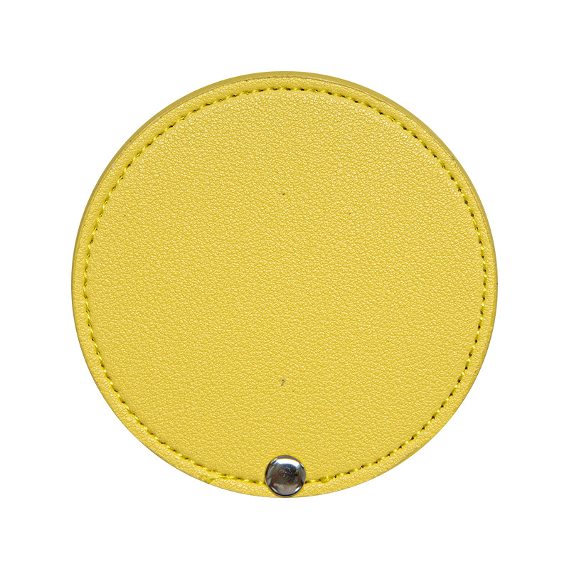 Regalo portátil pu maquillaje espejo moda publicidad regalo belleza espejo fábrica al por mayor giratoria cuero maquillaje espejo