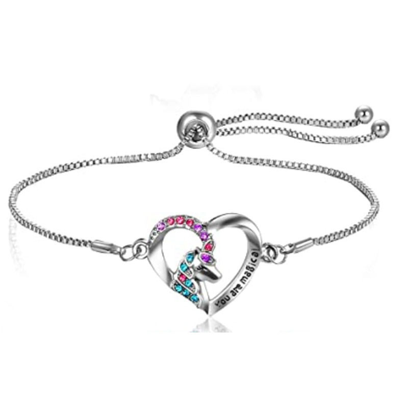 Qibi Nueva joyería transfronteriza unicornio Tianma collar colorido en forma de corazón pony colgante de fábrica al por mayor