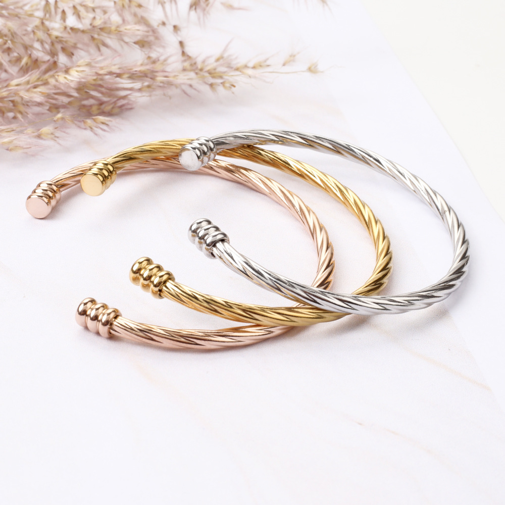 Fashion Geometric Titanium Steel Plating Bangle