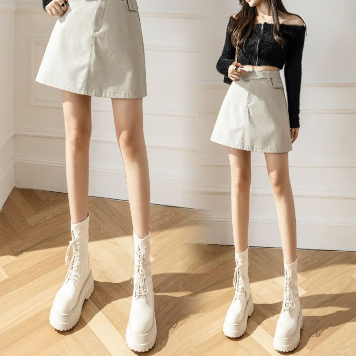 咖色小皮裙女2025秋冬新款高腰不规则字短裙百搭设计感包臀裙裤