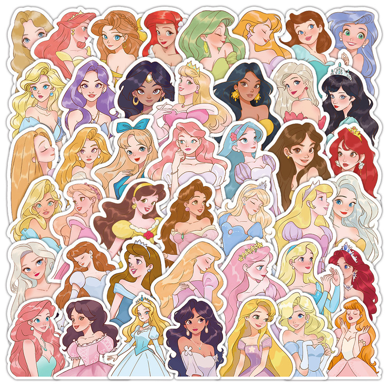 53 cross-border new cute little princess graffiti stickers fashion items decorative mobile phone shell waterproof stickers manufacturers