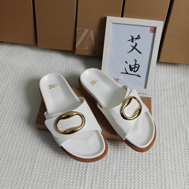 外贸夏季网红新款ZA松糕金属一字凉鞋women‘s sandals/slipper|undefined
