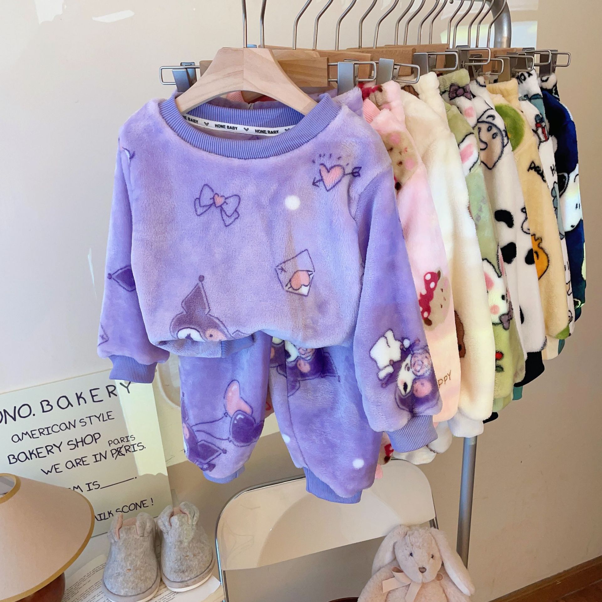 兒童法蘭絨睡衣套裝秋冬季男女中大童保暖加厚秋衣秋褲家居服a類
