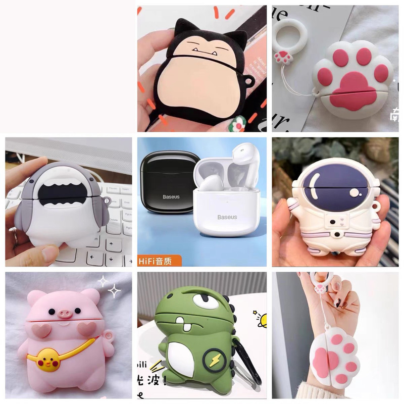 Suitable for Baseus Beisi E3 Headset Silicone Cartoon Soft Case Couple Anti-fall Beisi E3 Protective Box Soft Cute Fashion
