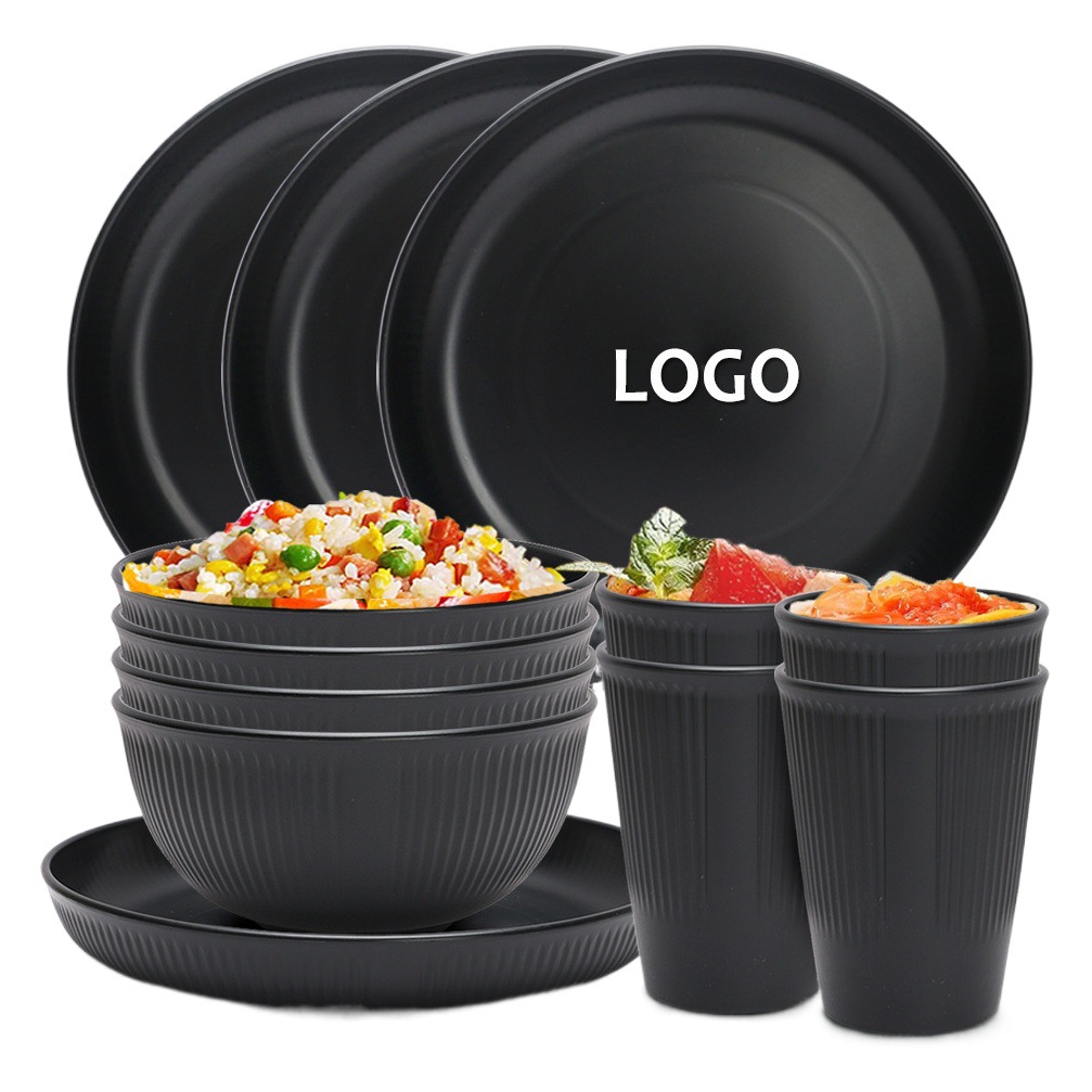 Wheat Straw Plate Soup Bowl Fruit Plate Plastic Rice Bowl Water Cup Tableware Bowl Household Dish Plate Tableware Set Cup Wholesale
