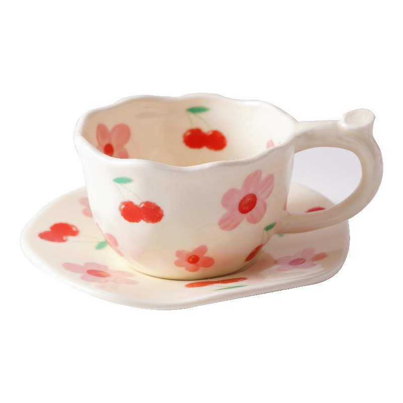 Nuevo estilo coreano juego de tazas y platillos de cerámica pintados a mano taza de café de pareja taza de leche taza de desayuno universal lindo para niños