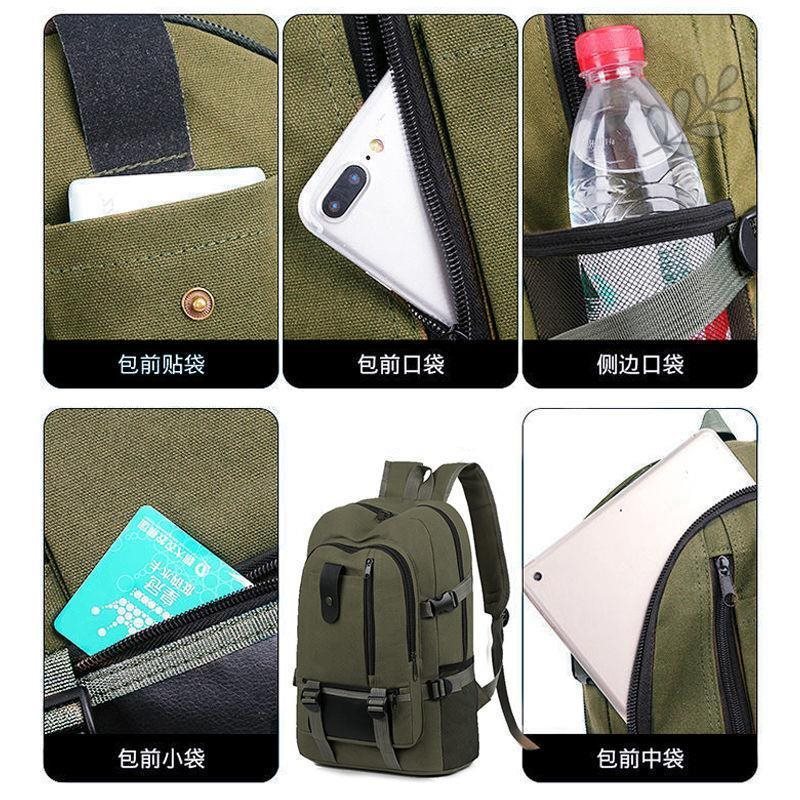 背包工地耐磨帆布男士工具双肩包大容量耐磨背包简单书包旅行包|undefined