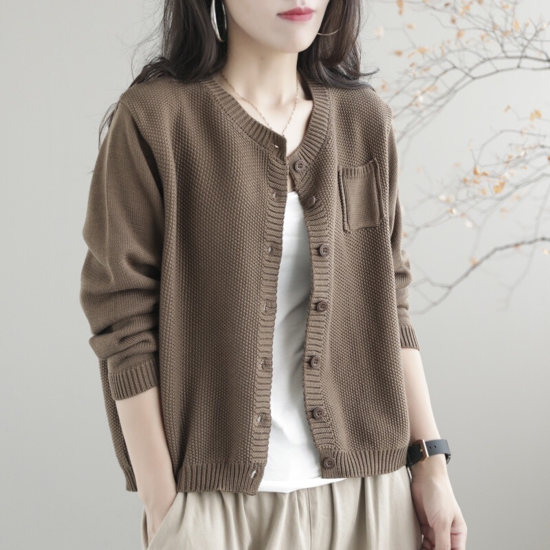 Knitted Sweater Autumn New Women's Top Loose Retro Artistic Leisure Commuter Women's Sweater Cardigan Coat Women