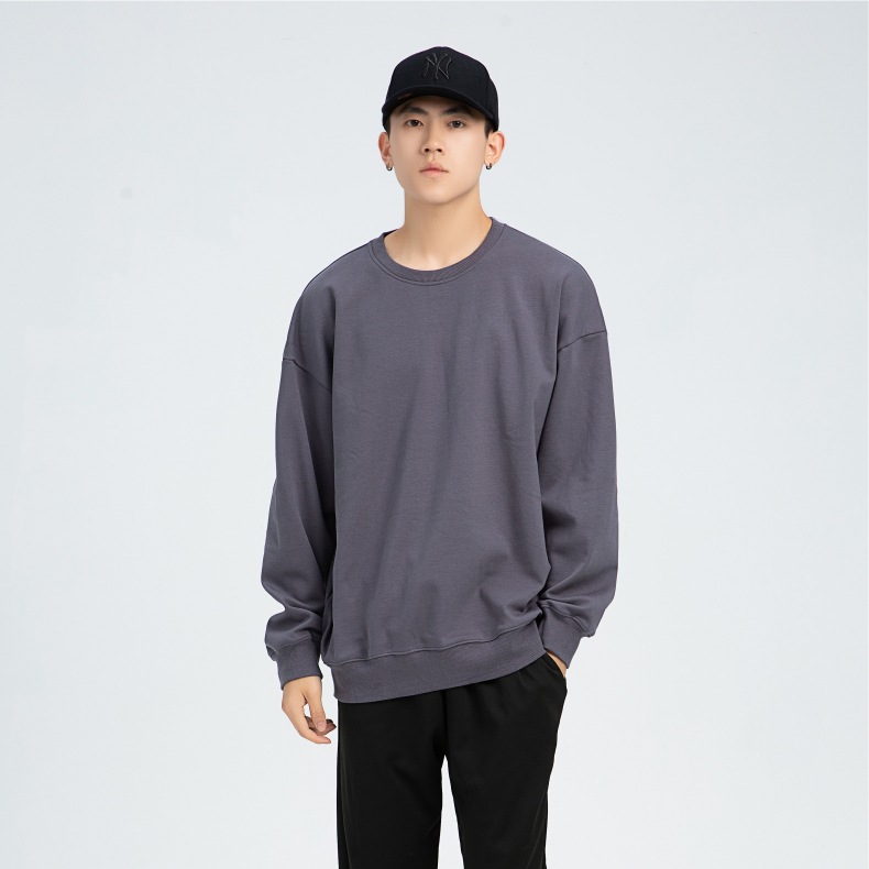 Sudadera de cuello redondo con hombros caídos de terciopelo Silver Fox, con logo estampado, uniforme de equipo, camiseta cultural para eventos, texto bordado, corte holgado.