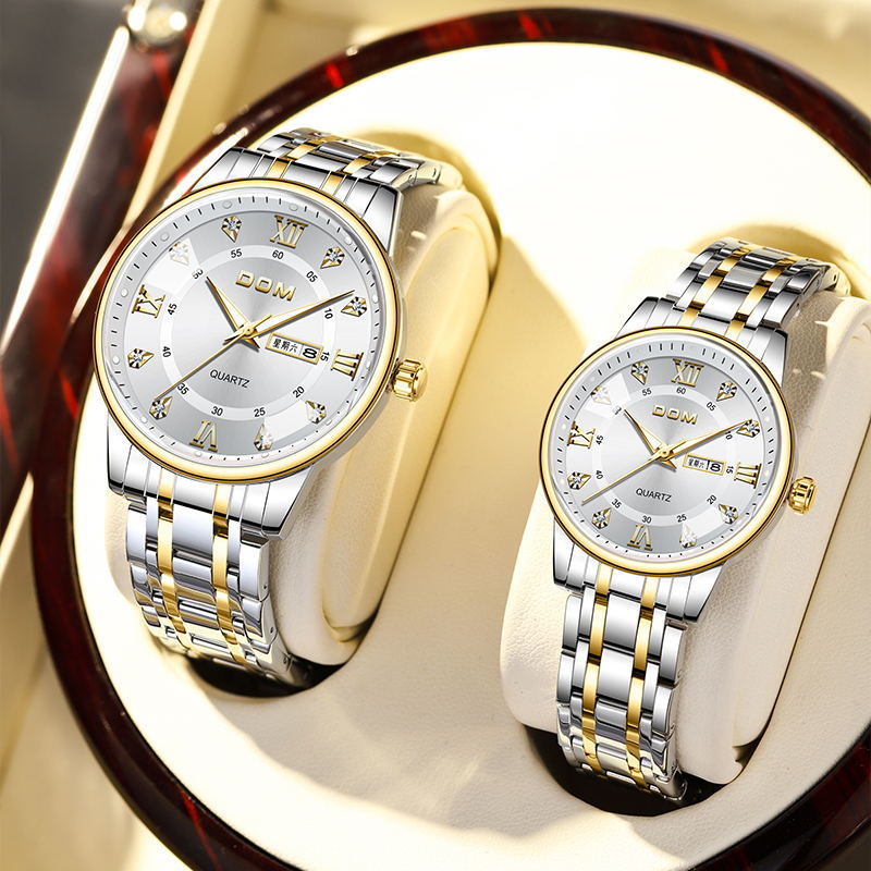 Dom Fashion Couple Watch New Casual Men's Watch Waterproof Business Light Luxury Stainless Steel Quartz Watch Women's Gift