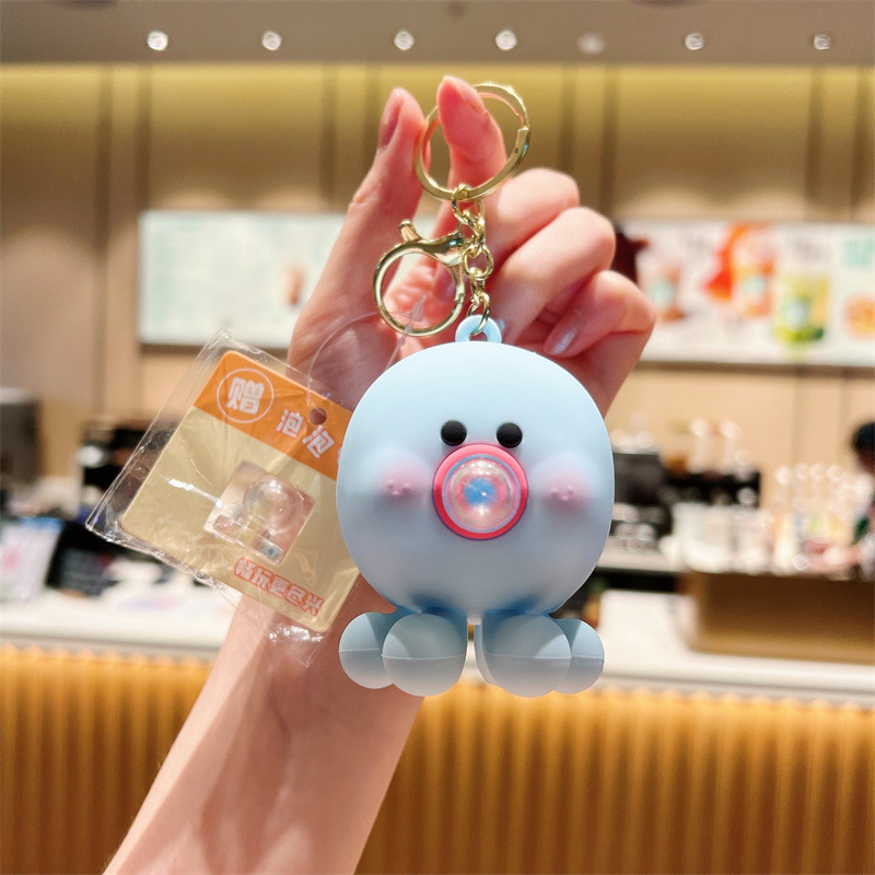 Creative Trendy Good Luck Stress Relief Squishy Octopus Bubble Keychain Couple Gift
