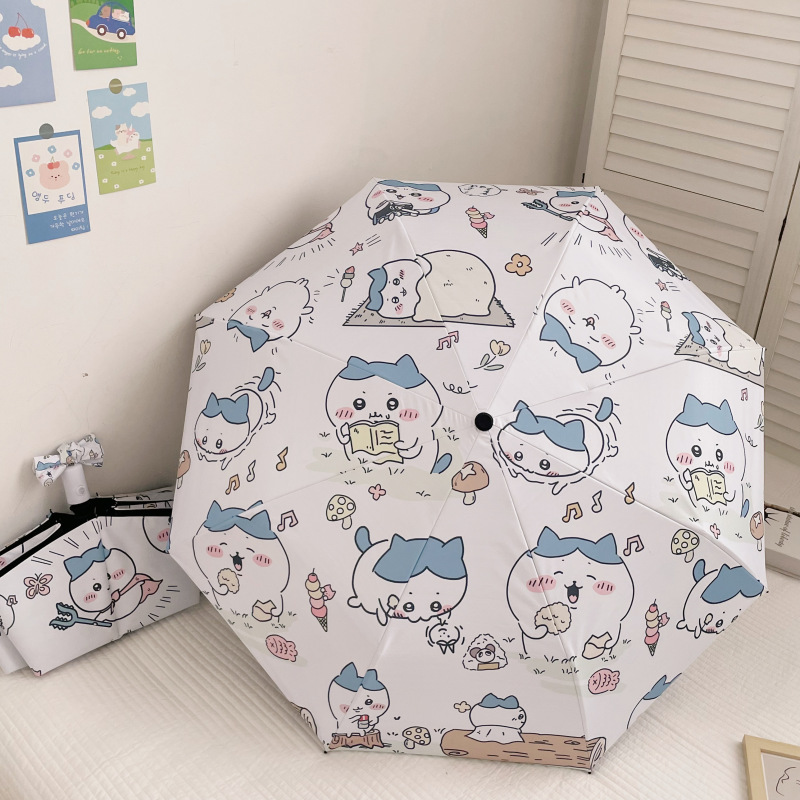 Jiyika wow small eight cute sunny and rainy dual-purpose automatic umbrella folding sunshade umbrella sunscreen black rubber sun umbrella Jiyika wow small eight cute sunny and rainy dual-purpose automatic umbrella folding sunshade umbrella sunscreen black rubber sun umbrella
