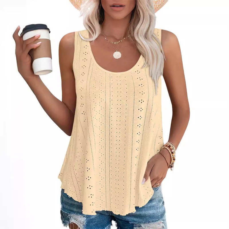 Europe and the United States cross-border 2024 spring and summer Amazon independent station new foreign trade crew neck loose sleeveless T-shirt jacket in stock