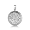 Silver round tree pattern pendant