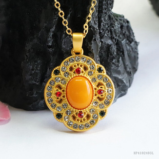 Xinyu Baltic Amber Pendant Natural Beeswax Flower Necklace Jewelry Wholesale HP4102403L