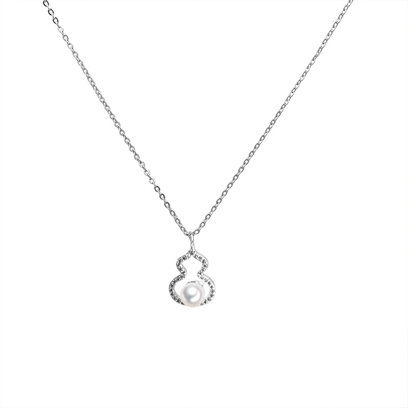 Colar vintage de pérolas e diamantes pingente cabaça mulher_voghion.com