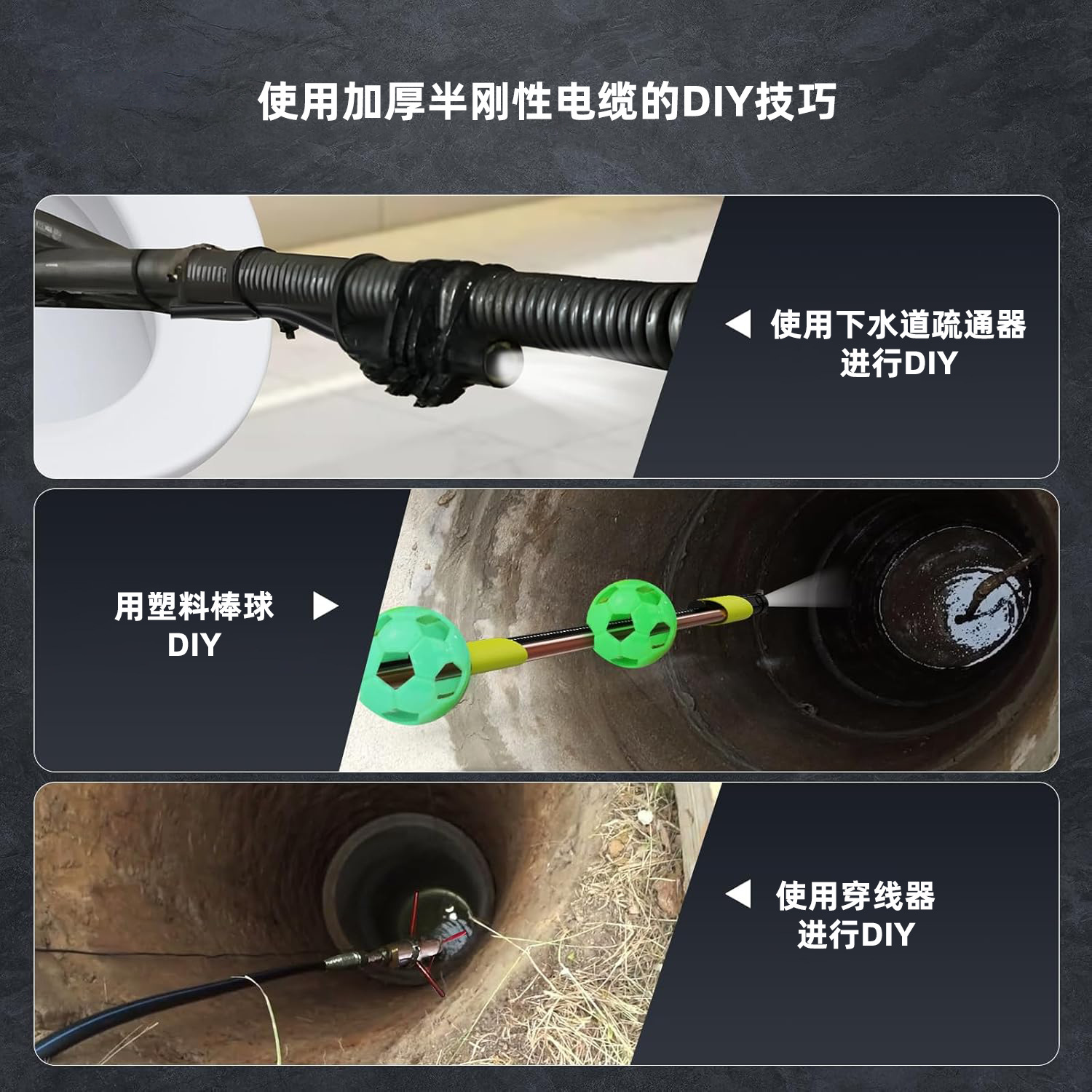 Cross-Border Triple-Lens 5-Inch Large Screen HD Industrial Endoscope Auto Repair Pipe Waterproof Camera 15 Meters Long