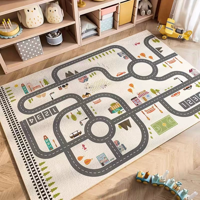 German Children's Room Carpet Reading Area Crawling Mat Parking Lot Game Play Mat Thickened Toy Area Crawling Mat (Avtomobil döşəmə paspasları) - childlike-time-white-crystal-velvet-4060cm-not-recommend-size-is-too-small