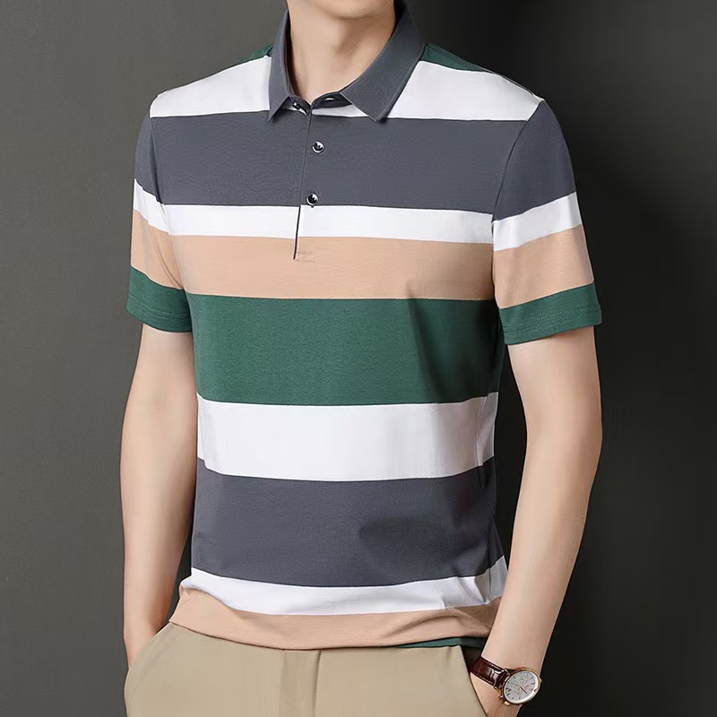 Men's Printed Polo Shirt Short Sleeve Business Casual Golf Top_voghion.com