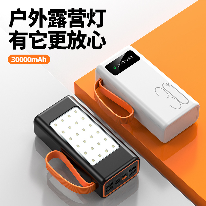 Punto de emisión rápida, banco de energía solar de gran capacidad, carga rápida de 50000 mAh, luz de campamento al aire libre, fuente de alimentación móvil