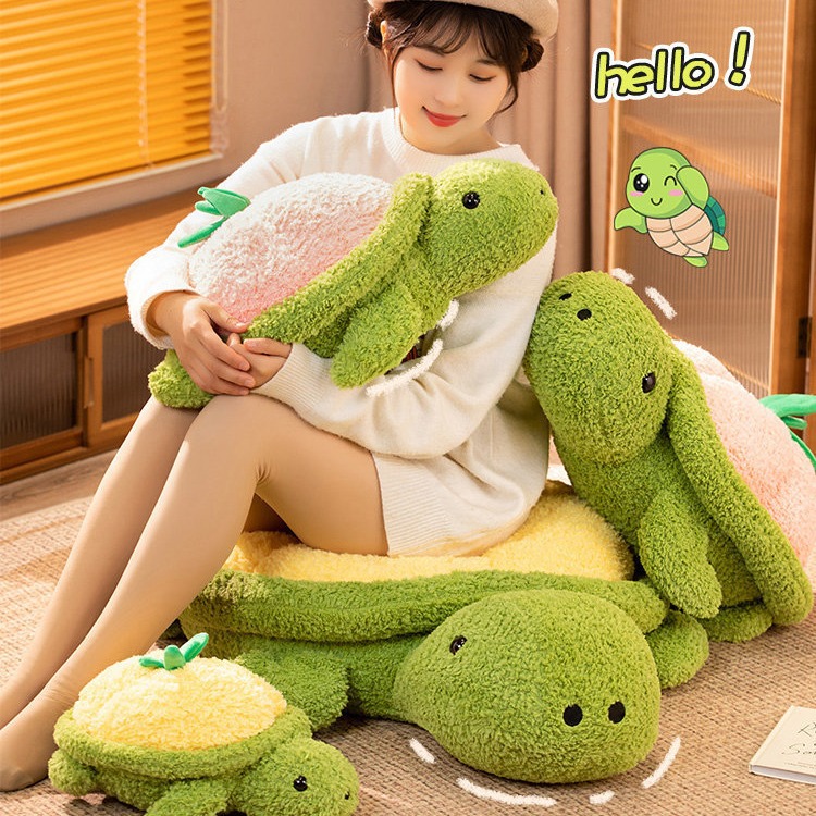 Piña tortuga muñeca verde piel tortuga muñeca tortuga almohada niña muñeca de trapo niños Linda pequeña tortuga de peluche de juguete