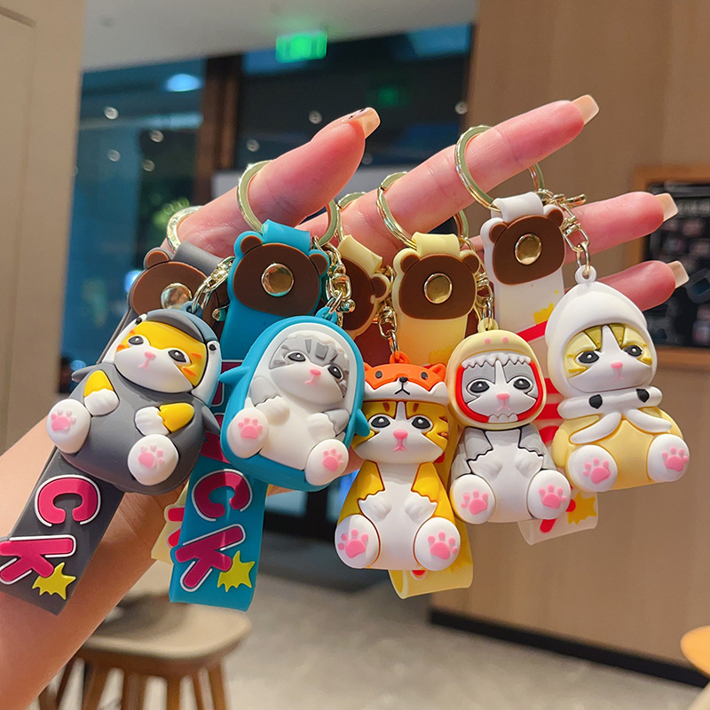 Shark Cat Keychain Cat Fushan Diqi Tan Cat 3D Doll Pendant Cartoon Pendant Doll Machine Gift