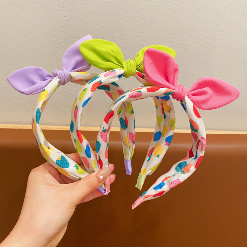 Chica coreana dulce arco de fresa banda ancha para niños clip de cabello para niñas antideslizante prensado banda para el cabello adornamientos para el cabello