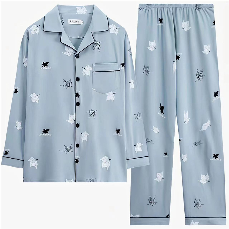 Pijamas de algodón masculinos primavera y otoño delgados pantalones de manga larga, jóvenes de mediana edad y ancianos, cardigans casuales, set de ropa para el hogar, cuatro temporadas