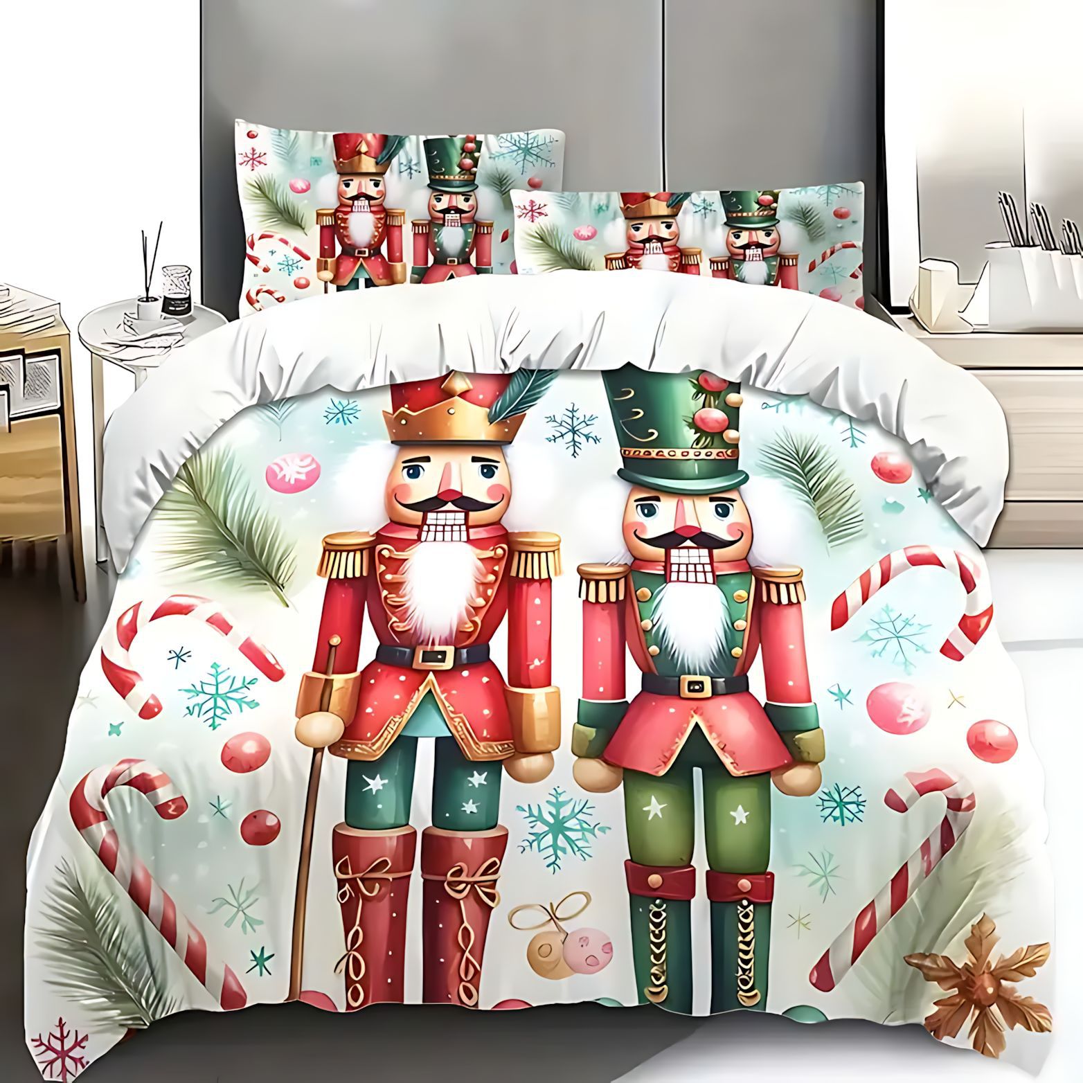 TEMU / JIT nuevo producto transfronterizo Navidad trencanueces soldados de alta definición digital impresión kit de edredón para diseñar