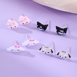 Cross-border Korean Internet Celebrant Hot Earrings Cartoon Sanrio Resin Accessories Kulomi Earrings for Girls Jewelry