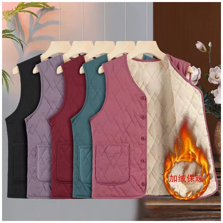 New waistcoat for autumn and winter 2024 thickened fleece-lined cold-proof warm ultra-light ladies waistcoat inside and outside wear ladies waistcoat