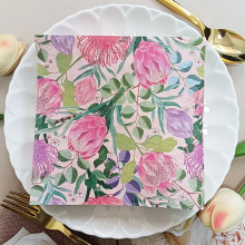 【现货】彩色印花餐巾纸婚庆纸巾手帕纸一次性餐厅布置印花纸巾